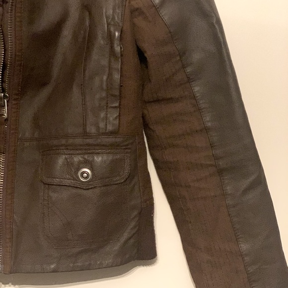Fitted Brown Leather Jacket, size Large - Picture 3 of 7